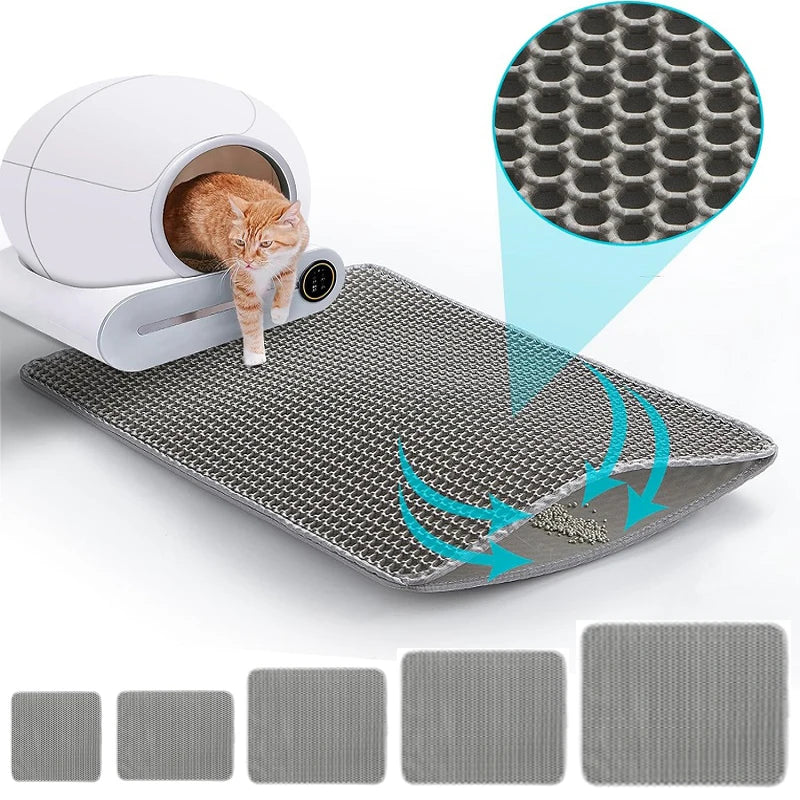 Tapis de Litière pour Chat – Double Couche Imperméable, Antidérapant & Lavable